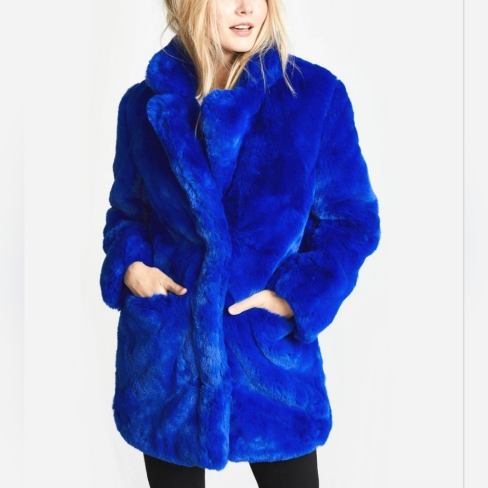 Apparis Women's Cobalt Blue Fur Jacket